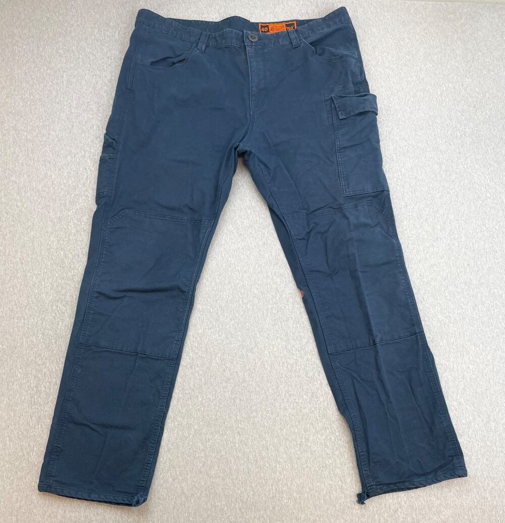 Volcom Pants Mens 40" Blue Cotton Blend Stretch Workwear Cargo Double Knee
